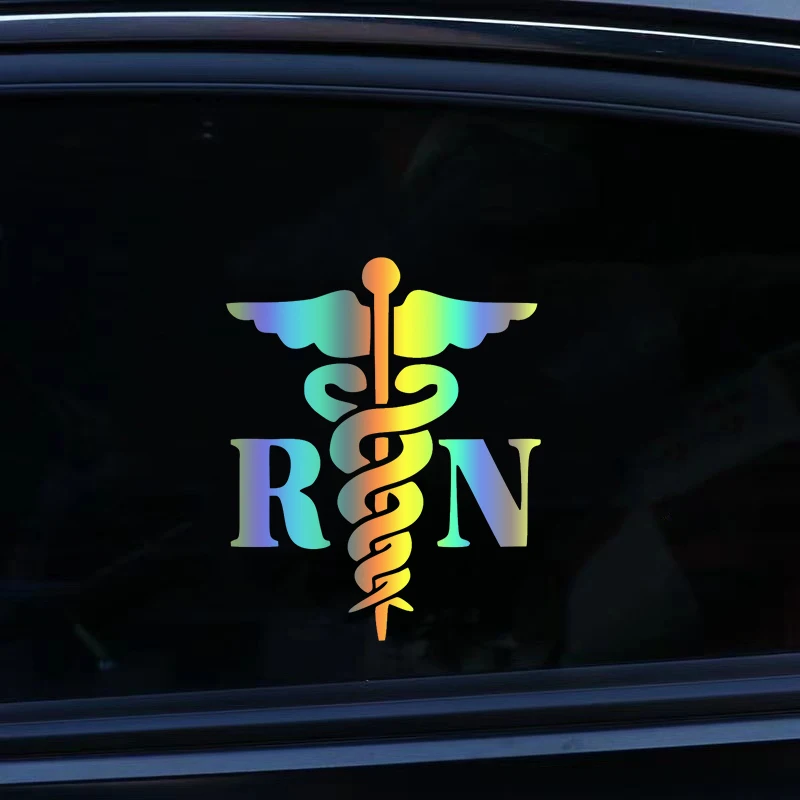 RN Nurse Caduceus Die-Cut Vinyl Decal Car Sticker Waterproof Auto Decors on Car Body Bumper Rear Window Laptop #S60256