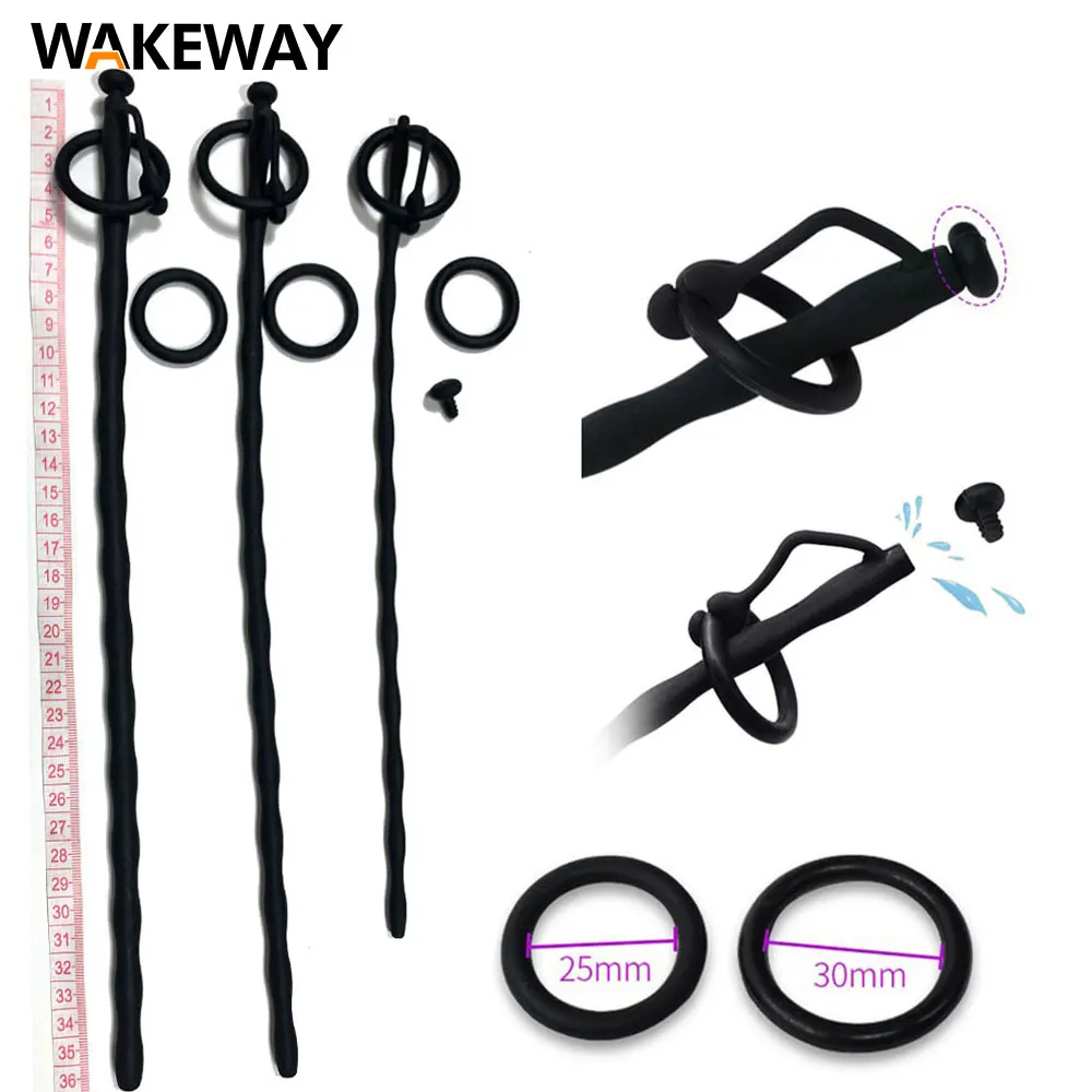 WAKEWAY Silicone Hollow Urethral Catheter Dilator Horse Eye Irritation Adult Sex Toy Men Gay Penis Plug Insertion Urethral Cathe