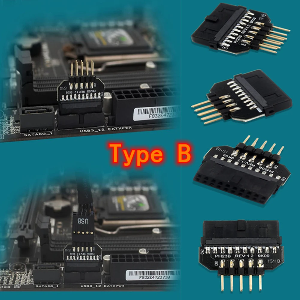 USB 3.0 20-Pin to USB 2.0 9-Pin Adapter Replacement Front Panel Converter for Motherboard Computer Peripherals