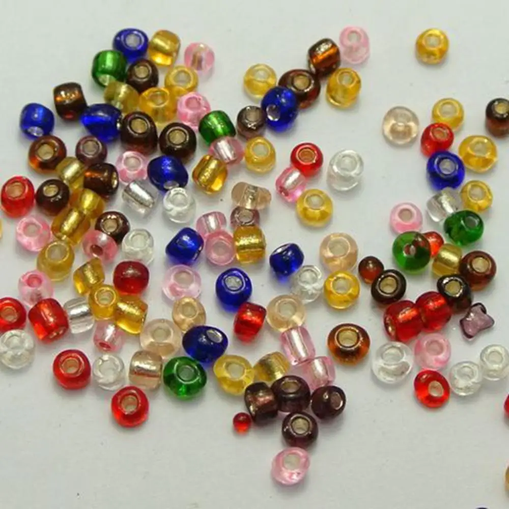 800 Mixed Color Silver  colour  -Lined Glass Seed Beads Rondelle 4mm (6/0)