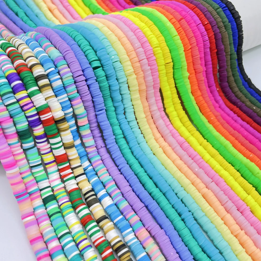 

10/20Strands 6mm Flat Round Polymer Clay Beads Chip Disk Loose Spacer Beads for DIY Jewelry Making Bracelet Necklace Accessories