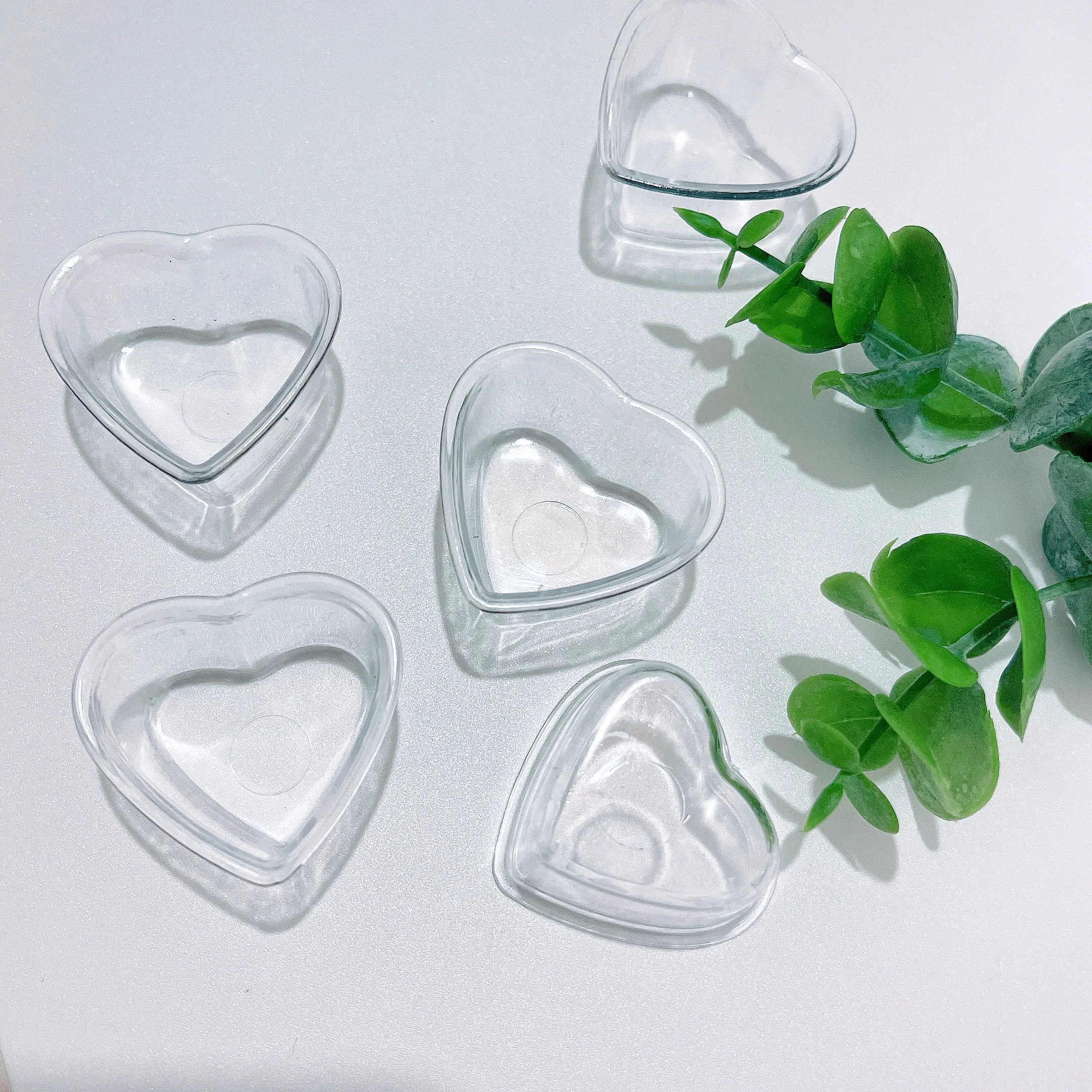 20 unids/lote Corazón de plástico tazas en forma de hoja pastel de simulación modelo fotografía apoyos transparente muñeca Decoración