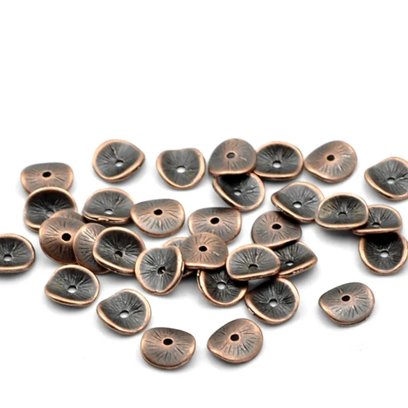 DoreenBeads Zinc Based Alloy Wavy Spacer Beads Disc Antique Copper Color DIY Jewelry About 10mm x 9mm, Hole:Approx 1mm, 20 PCs