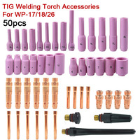 50Pcs TIG Welding Torch Gas Lens For WP17 WP18 WP26 TIG Back Cap Collet And Collet Body Spares Kit Durable Practical Accessories