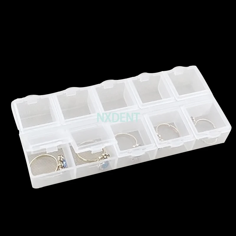 1pcs New 10holes Dental Storage Box with Individual caps for Dental Orthodontic Brackets/Buccal tubes/Bands Parts Case Box