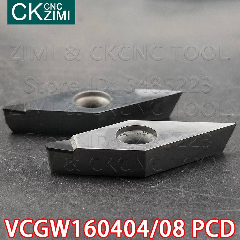VCGW160404 PCD VCGW160408 PCD الماس إدراج صلابة عالية التصنيع باستخدام الحاسب الآلي الخارجي الخشب تحول أداة حامل مخرطة VCGW للنحاس الألومنيوم
