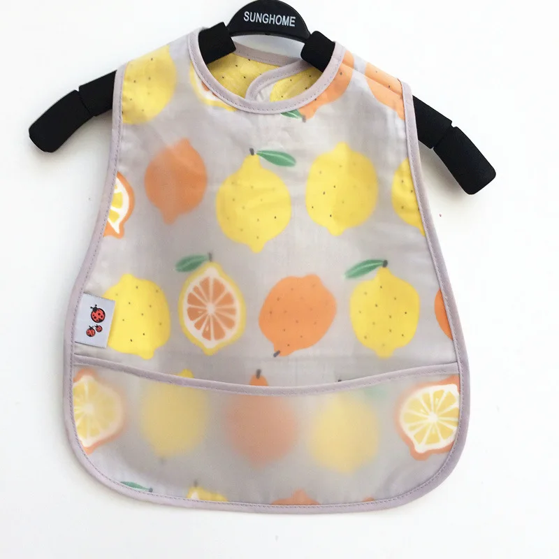 1Pcs Waterproof Lunch Feeding Apron Cartoon Pattern Cotton Baby Bibs Sleeveless Adjustable Boy Girl Feeding Bibs Apron