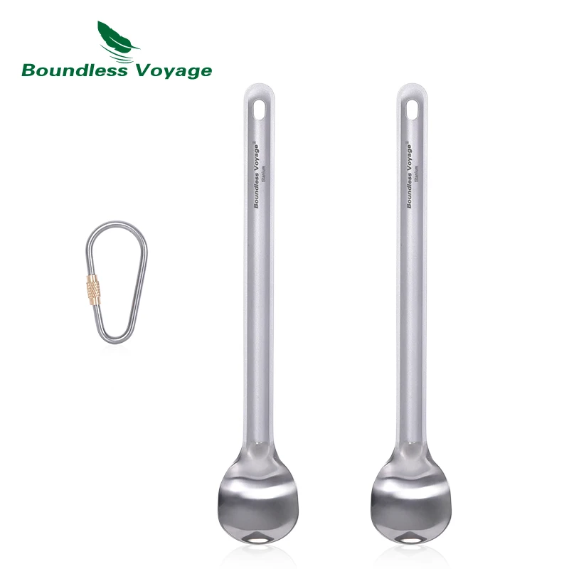 

Boundless Voyage Outdoor Titanium Long Handle Spoon Ultralight Camping Polished Tableware Flatware with Straight Handle Ti1031T