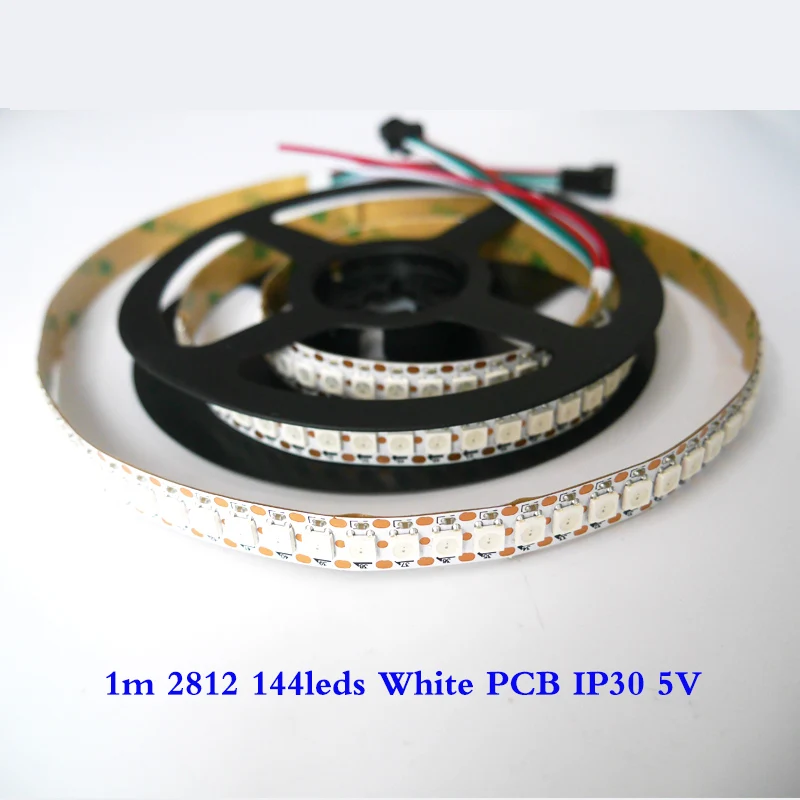 1M WS2812B 144LEDs Led Pixels Strip Black/White PCB Addressable Smart 2812 Full Color Led Strip Light Non-Waterproof/Waterproof