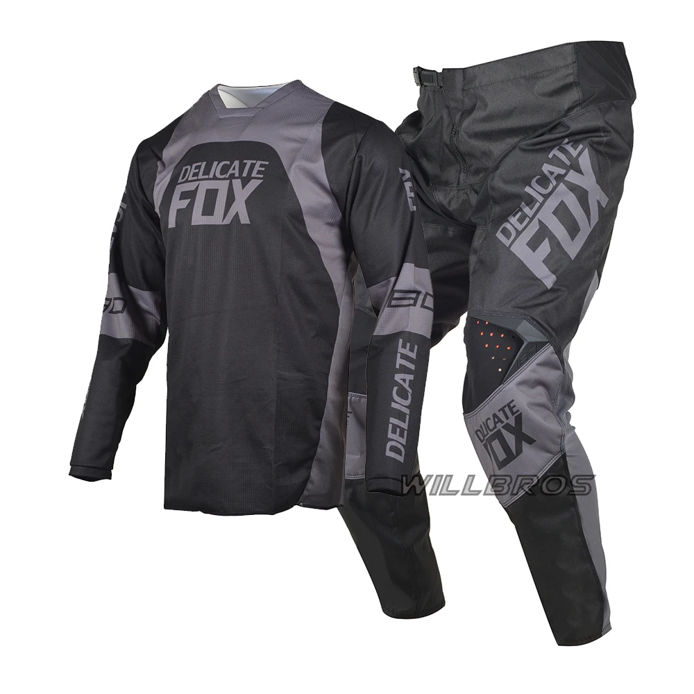 180 Trice Lux Gear Set Motocross Racing Jersey Pants MTB Bike Cycling Kits Offroad Dark Grey Suit Men