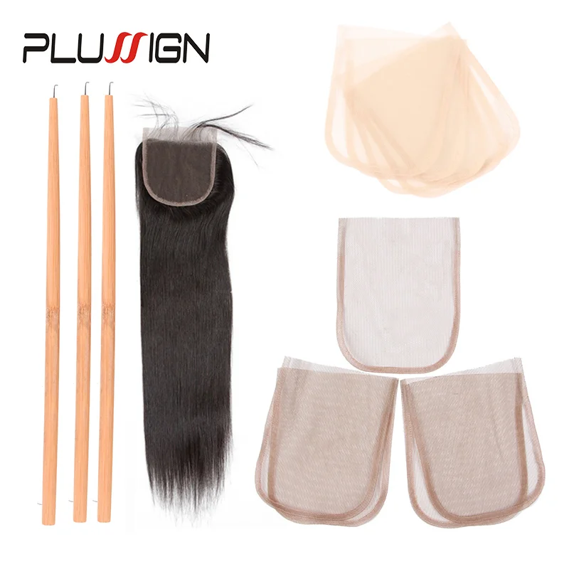 

Plussign медный держатель для вязания крючком с 4 размерными иглами, прозрачные Hd кружева с иглами 4X4 13X4, Набор для изготовления париков 5 шт./лот