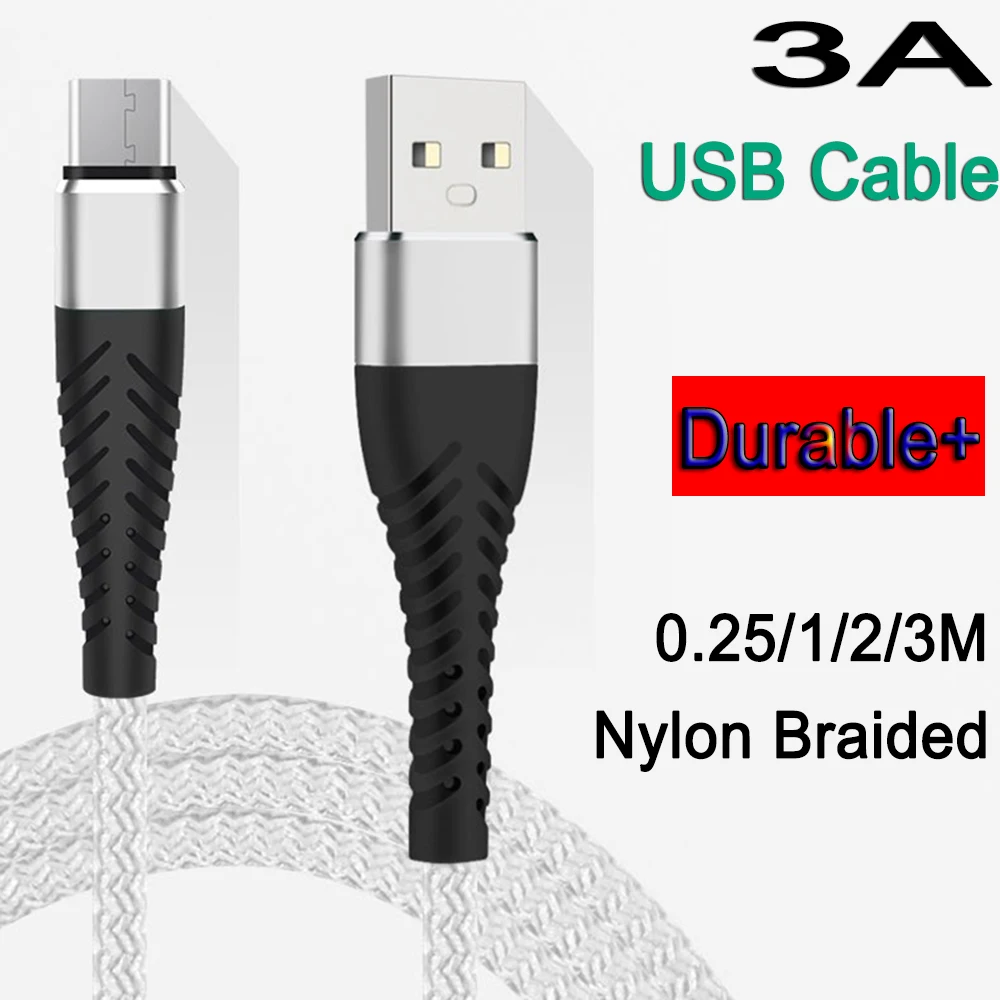 

3A USB Type C Cable Tipo C Micro USB Cable 0.25 1 2 3 M Long Mobile Phone Cables Fast Charger Type-C Kabel USB-C Data Cables