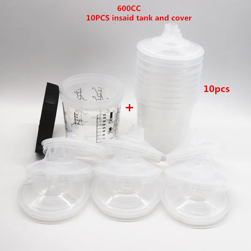 Spray Gun Paint Mixing 10 Pcs Cup Type H/O Quick Cup, spray gun tank pps tank 165/400/600ml  Disposable paint cup