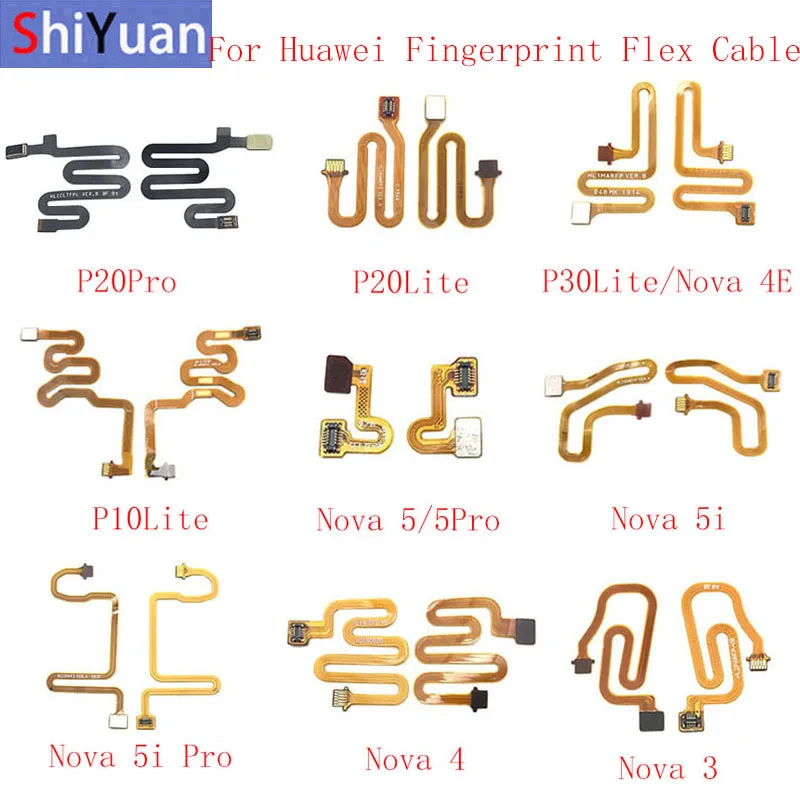 Fingerprint Sensor Home Button Flex Cable Ribbon For Huawei P20 Pro 20Lite P10 Lite Nova 5 5i 5iPro 4 4E 3 3i Touch Sensor Flex