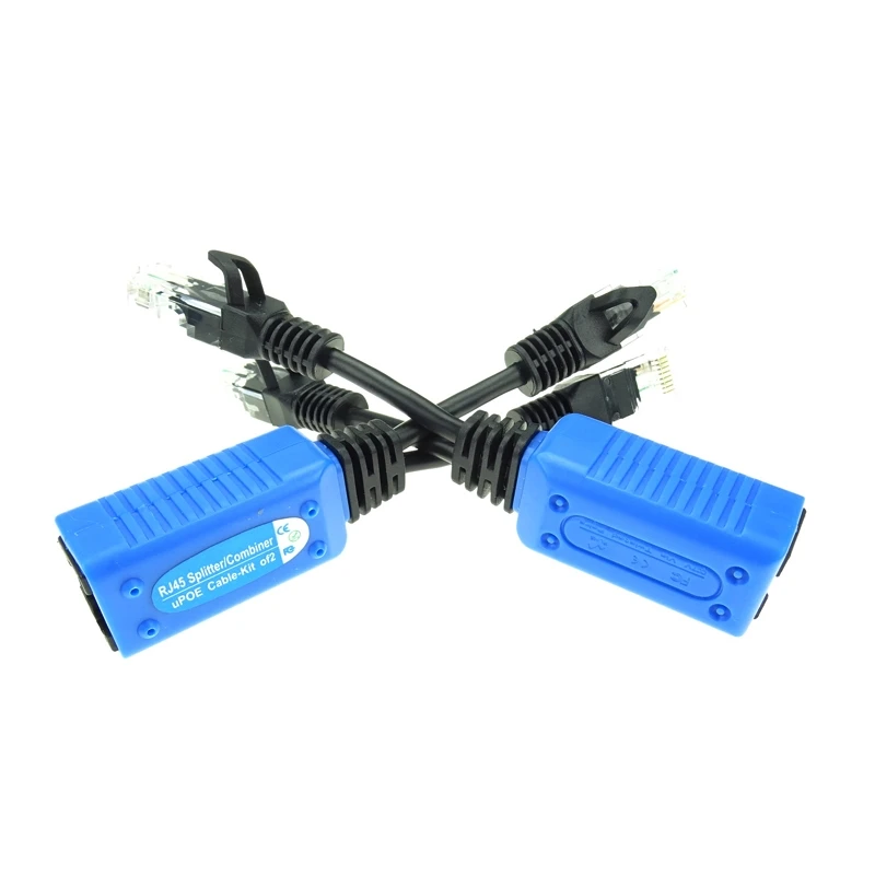 Kit divisor Ethernet para duas câmeras poe, 2 pares, conectores de cabo, cabo de alimentação passivo, adaptador ethernet, kit divisor rj45