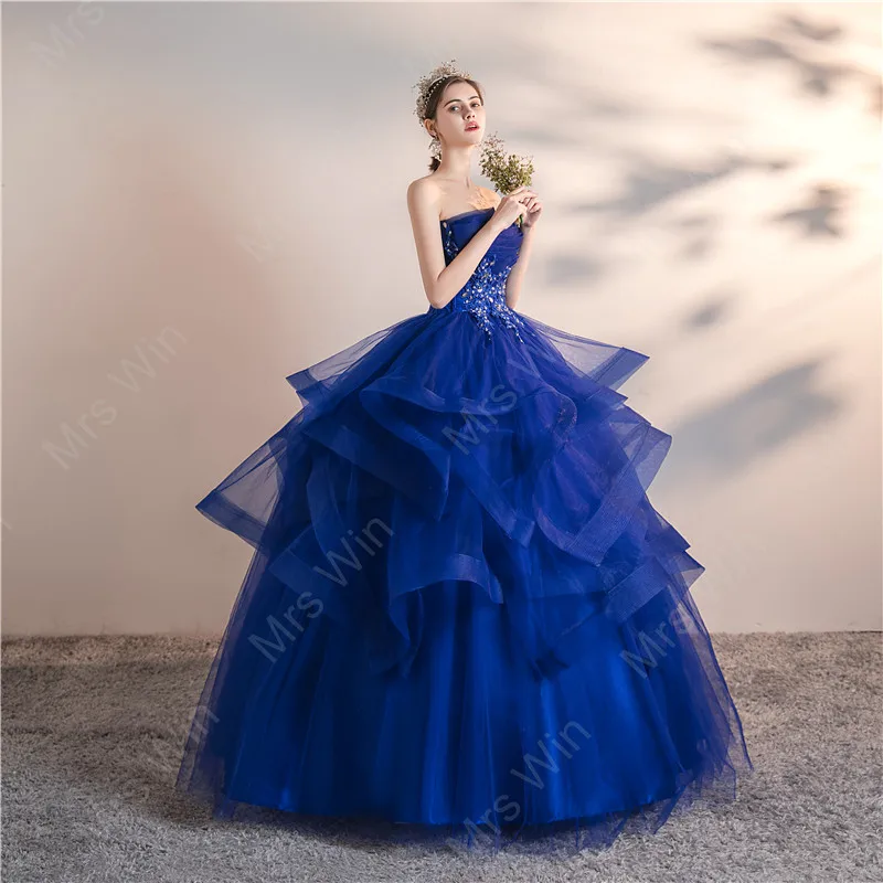 Robe de Rhélégante sans bretelles pour femmes, robes de Quinceanera bleues, 6 couleurs, zones formelles, taille personnalisée, 2023