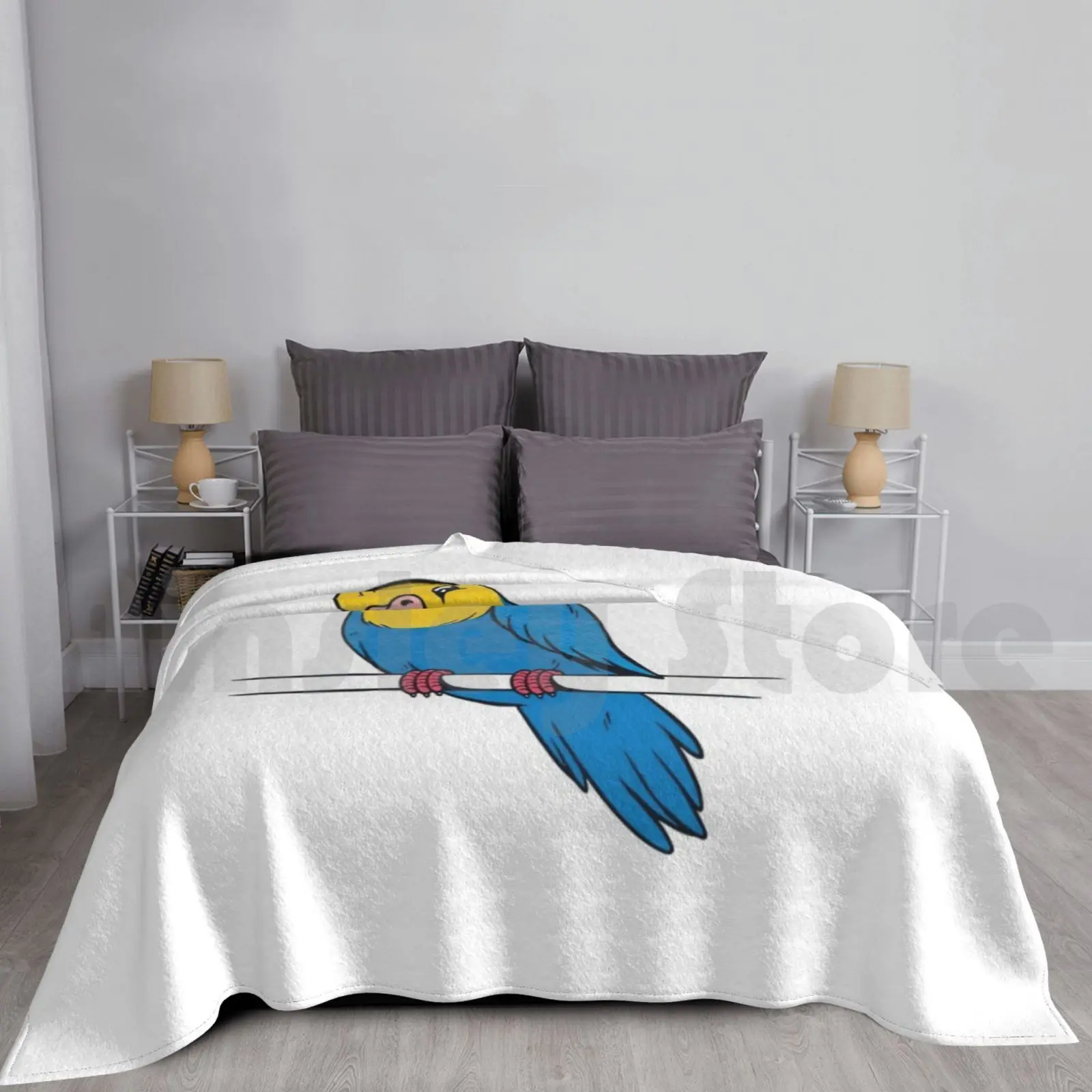 Cute Budgie Bird Blanket Fashion Custom Budgie Cute Bird Parakeet Budgie Parrot Birds Blue Cockatiel Green