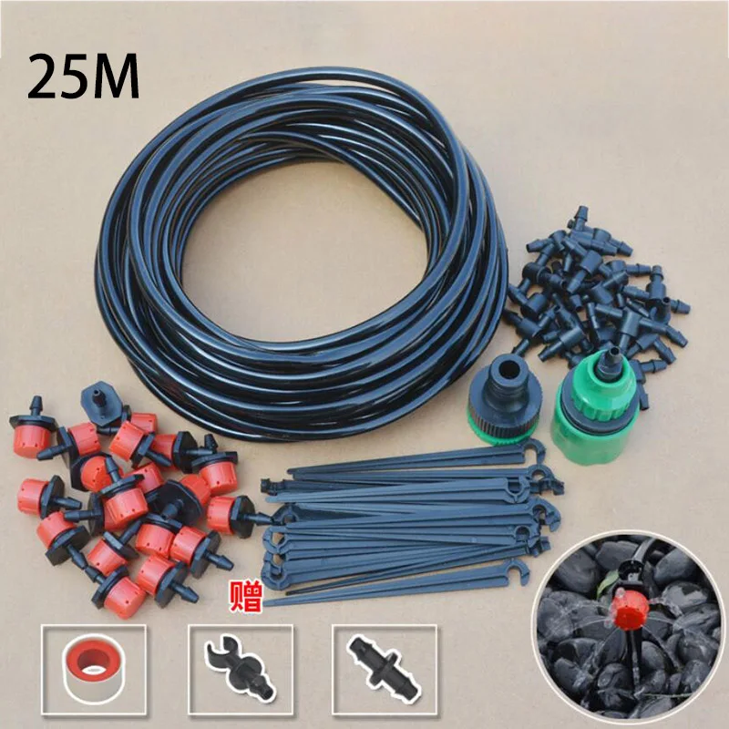 

25M Micro sprinklers Drip Irrigation Spray 4/7 Water Cooling Moisturizer auto Irrigation Automatic Garden watering Kit Set yard