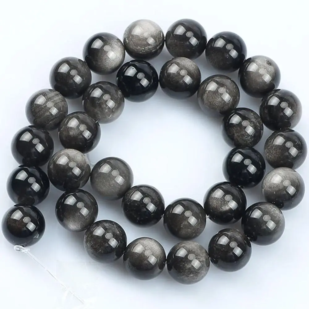 Natural Stone Black Flash Obsidian High Quality 6/8/10/12mm Beads Loose Spacer Beads For Jewelry Making DIY Bracelet Necklace