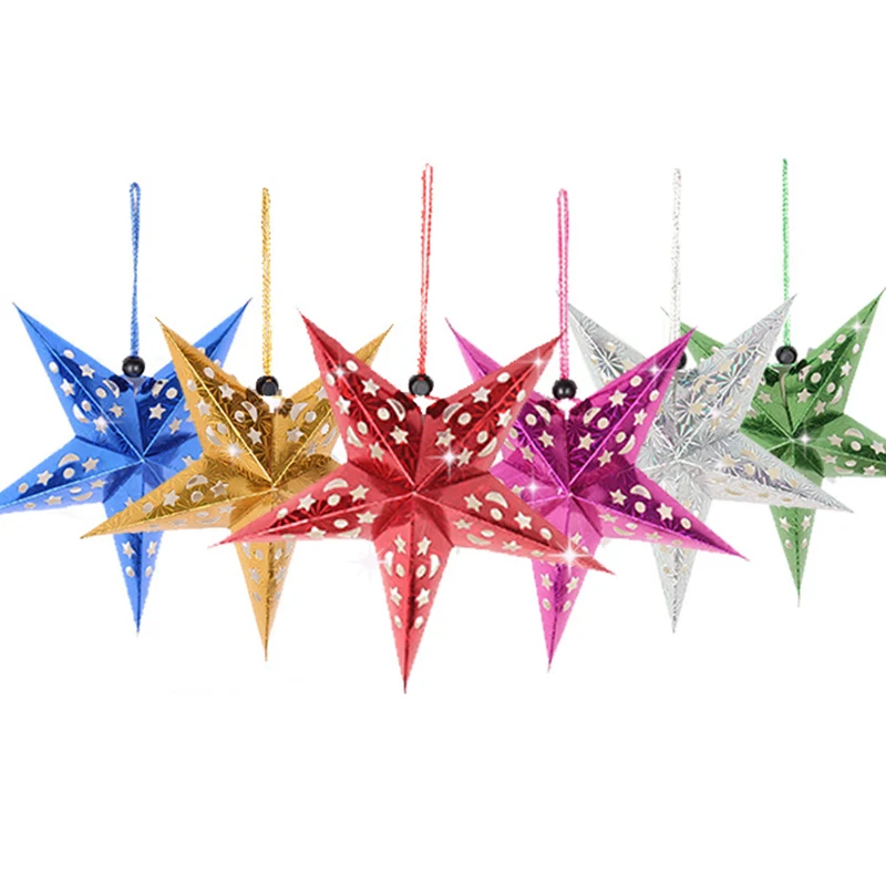 

Three-dimensional Laser Five-pointed Stars for Christmas Tree Decoration Gift Paper Stars Mall Ceiling Hanging Ornaments