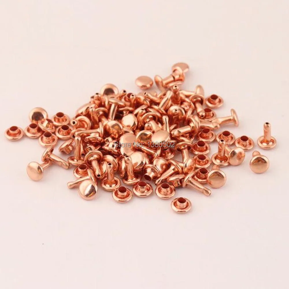 100sets double cap rivets  rose gold color Spikes Rivets Stud Collision Nail for garment bag belt leather 5/6/7/8/9/10/12mm