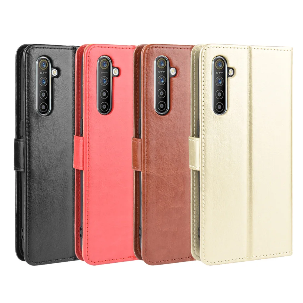 Realme XT Case Oppo Realme X2 Wallet Flip Style Glossy Skin PU Leather Back Cover For Oppo Realme XT/X2 RMX1921 X T Phone Cases