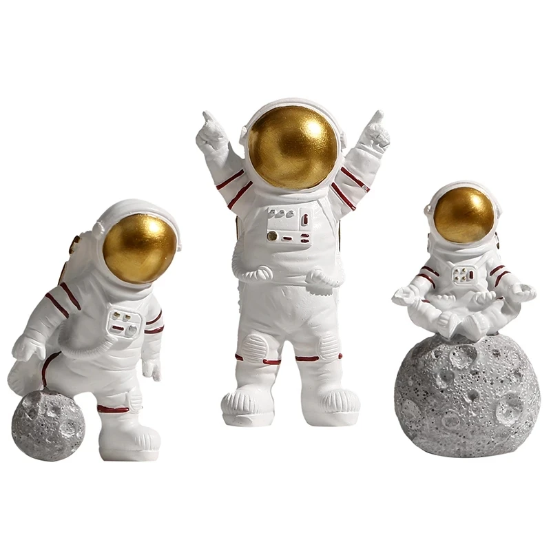 

3pcs Nordic Astronaut Figurines Resin Sculpture Modern Home Decor Miniatures Table Ornaments Cosmonaut Figure Home Decorative