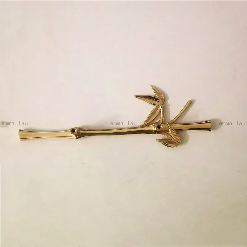 Brass Casting Bamboo Shape Knob and Handle Furniture Bookcase Wardrobe Double Hole Handle Cabinet Door Handles