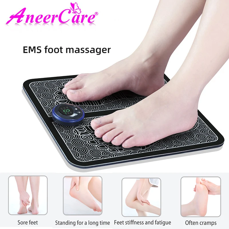 Drop Shipping Electric Foot Massager Tens EMS Foot Massage Fisioterapia Intelligent Pulse Acupuncture USB Charging Relieve Ache