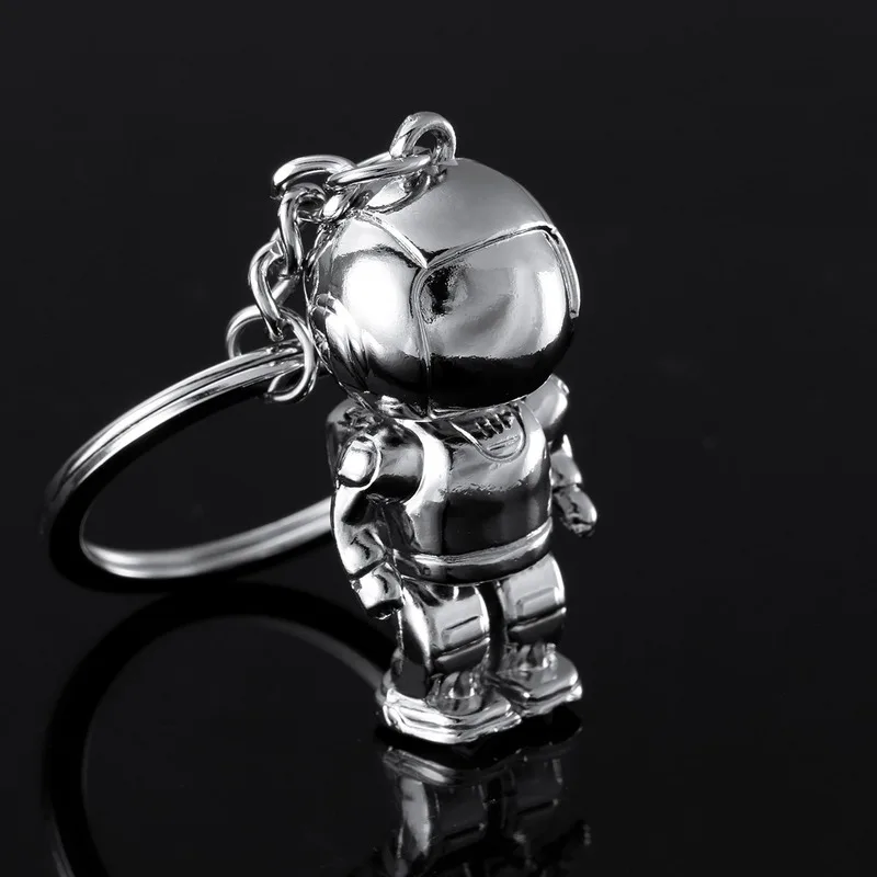 1Pcs Delicate Mini 3D Robot Metal Astronaut Keychains Figures Toys Car Ornaments Key Ring Pendant Accessories