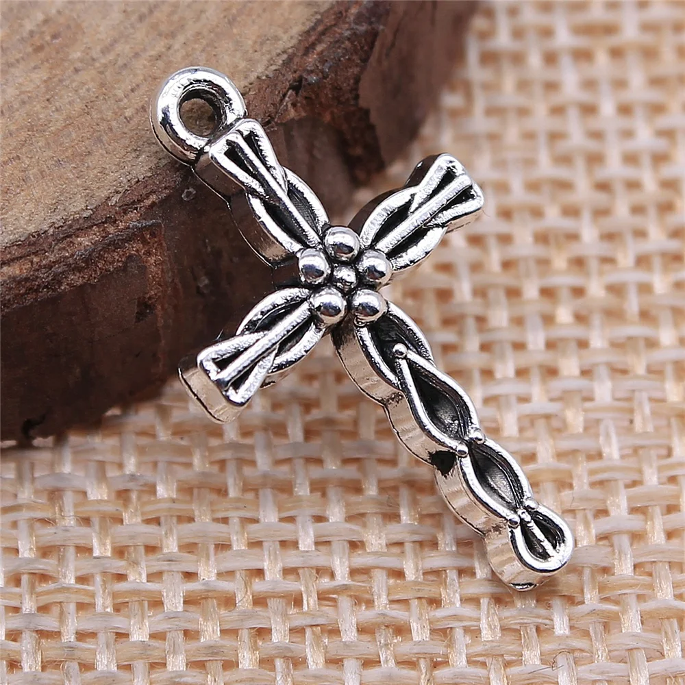 

Wholesale 200pcs/bag 24x13mm Cross Pendant Antique Silver Color Cross Pendant Charms Wholesale Cross Pendants