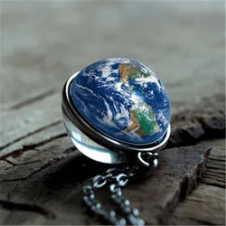 Border New Products Accessories Universe Space Planet Double-sided Glass Time Gem Ball Pendant Necklace Fashion Sweater Chain