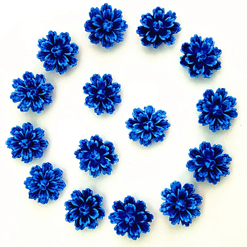 

100 pcs. Blue DlY resin rose flower flatback appliques for phone / wedding / craft