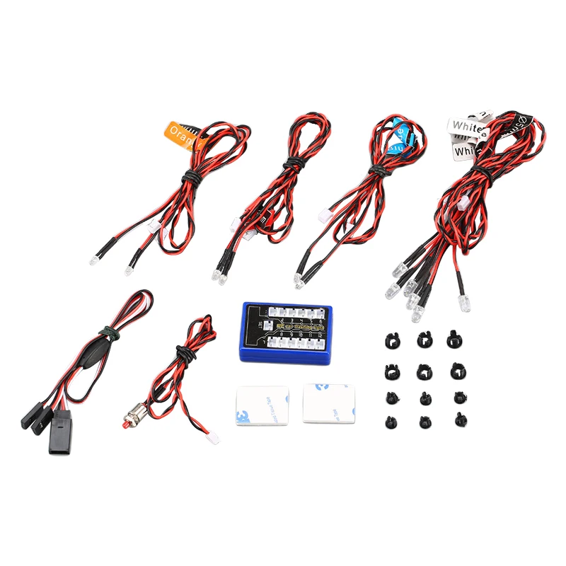 12 Ultra LED Simulation Flashing Bright Light RC Model Lights Kit System for 1/10 1/8 RC Drift HSP TAMIYA CC01 4WD RC Car Truck