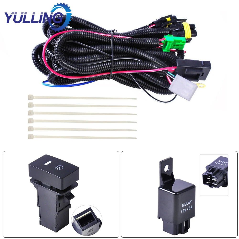 

Universal 12V LED Work Light Bar H11 Fog Light Wiring Harness Sockets Wire LED indicators Switch 12V 40A Relay For Cars Truck