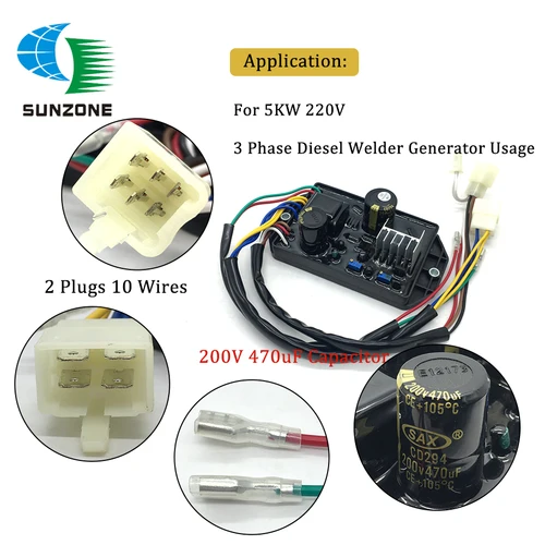 Imagen 2 del producto KTW-K monofásicoAVR para soldador de 5KW, regulador de voltaje automático, módulo de Control del estabilizador de soldadura, piezas del generador diésel