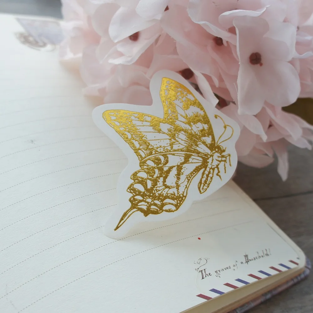 

44pcs Gold Butterfly Poetry Frame Style Washi Paper Sticker Scrapbooking DIY Gift Packing Label Gift Decoration Tag