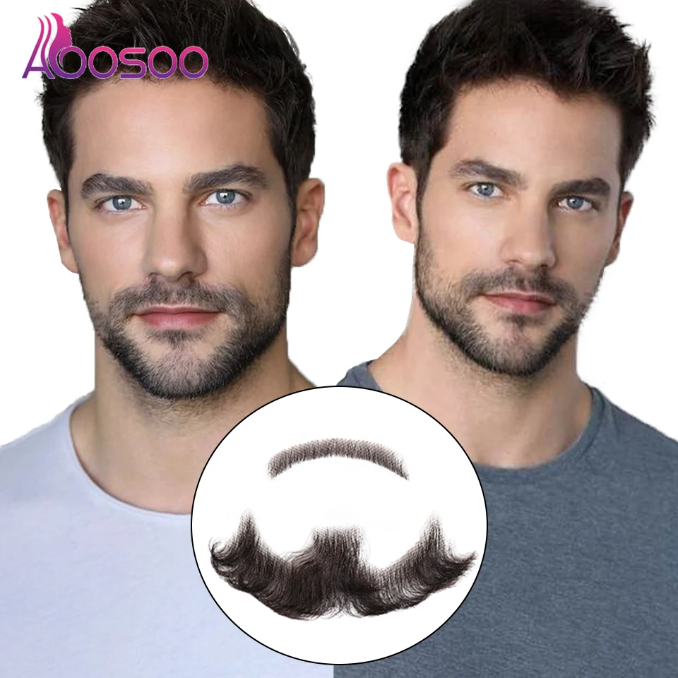 AOOSOO Fake Beard Lace Fake Beard And Moustache Real Handmade Light Beard For Men Invisible Beards