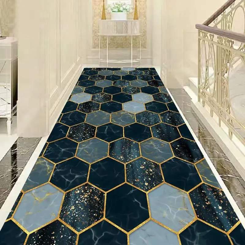 

Fashion Geometric Living Room Area Rug Marbling Hallway Corridor Carpets Long Bedroom Floor Rug Kitchen Mat Entrance Doormat