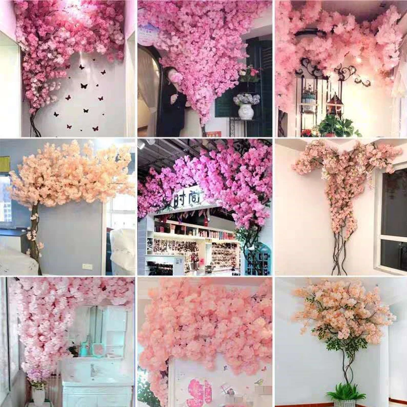 

Artificial Cherry Blossom Branch, Home Ceiling Rattan, Hotel , Background Wall Decoration, Wedding DIY Arch Decoratn