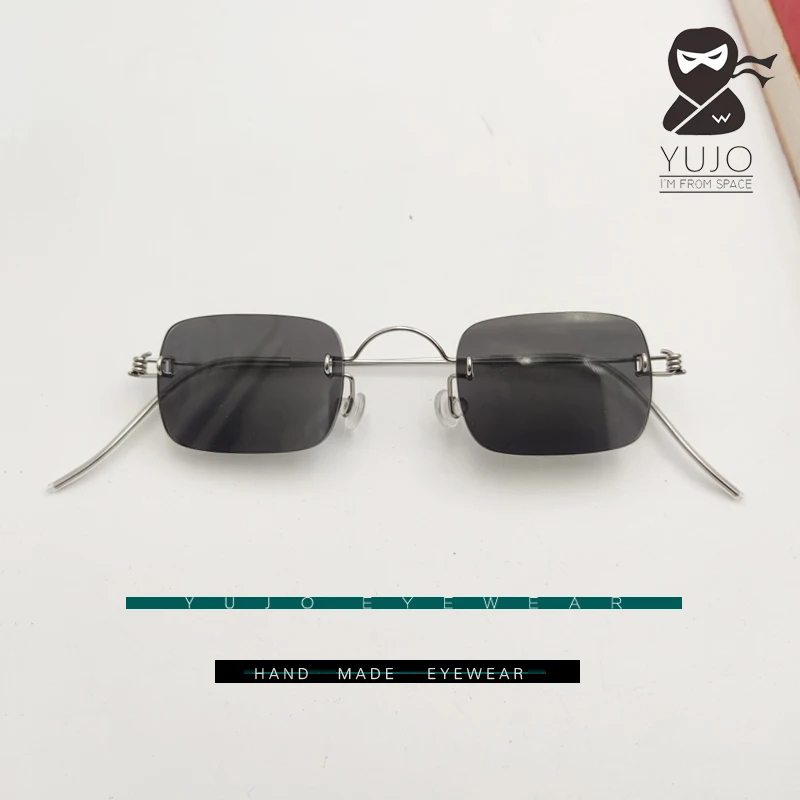 

Manual frameless glasses dark gray prescription myopia Sunglasses