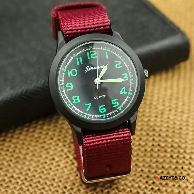 

Promotion student fashion&casual quartz watch middle boys girls outdoor sports army watch luminous hands children nylon clock