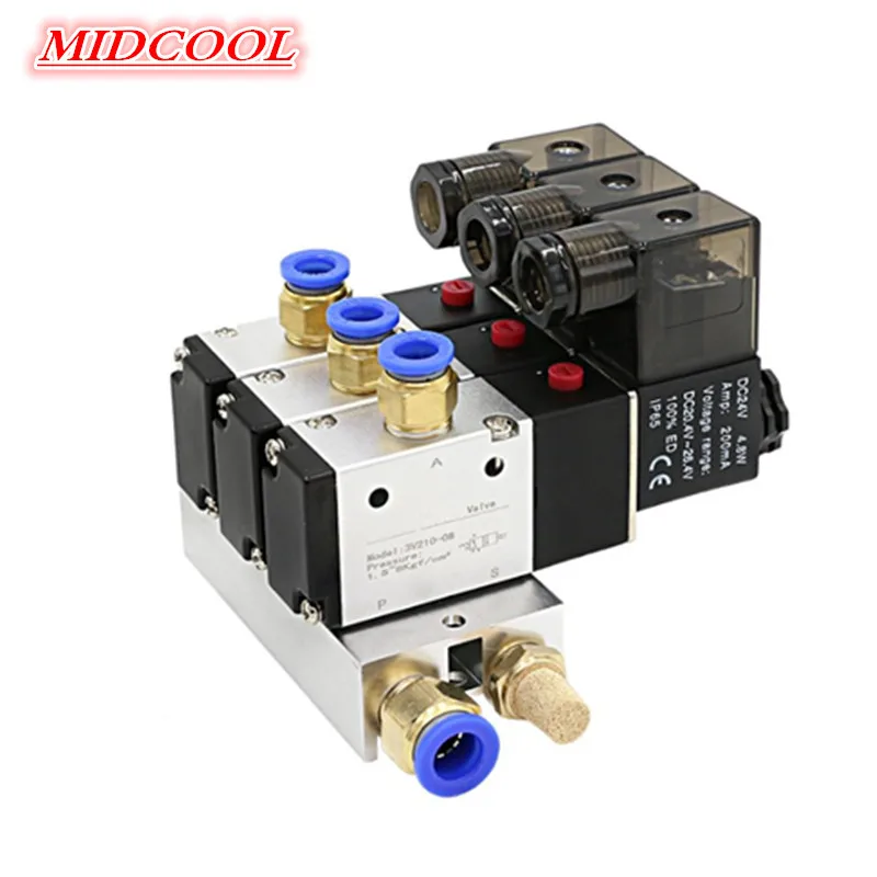 Pneumatic  Air Solenoid  Valve 3 Way Port 2 Position  3V210-08 DC12V 24V AC220V