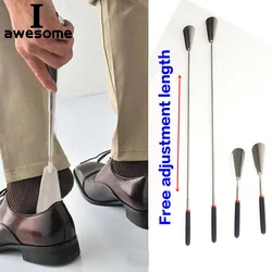 Silver Long Handle Shoehorn Flexible Stainless Steel Shoe Horn Stick Shoe Lifter Tool Professional Shoe Spoon Tool 26.5~74.5cm