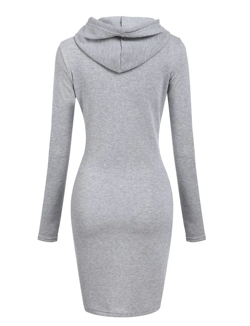 Women long Hooded Sweatshirts Dress 
