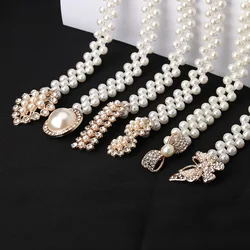 Women's Pearl Belt Dress Decoration Elegant Waist Chain Popular Dress Decor Ladies Belt Imitation Pearl Inlaid Rhinestones Belts