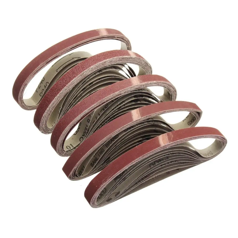 

10Pcs 15x452mm Sanding Belt 60/120/240/400/600 Grit for M10 Sander Adapter Polishing Machine Abrasive Tools