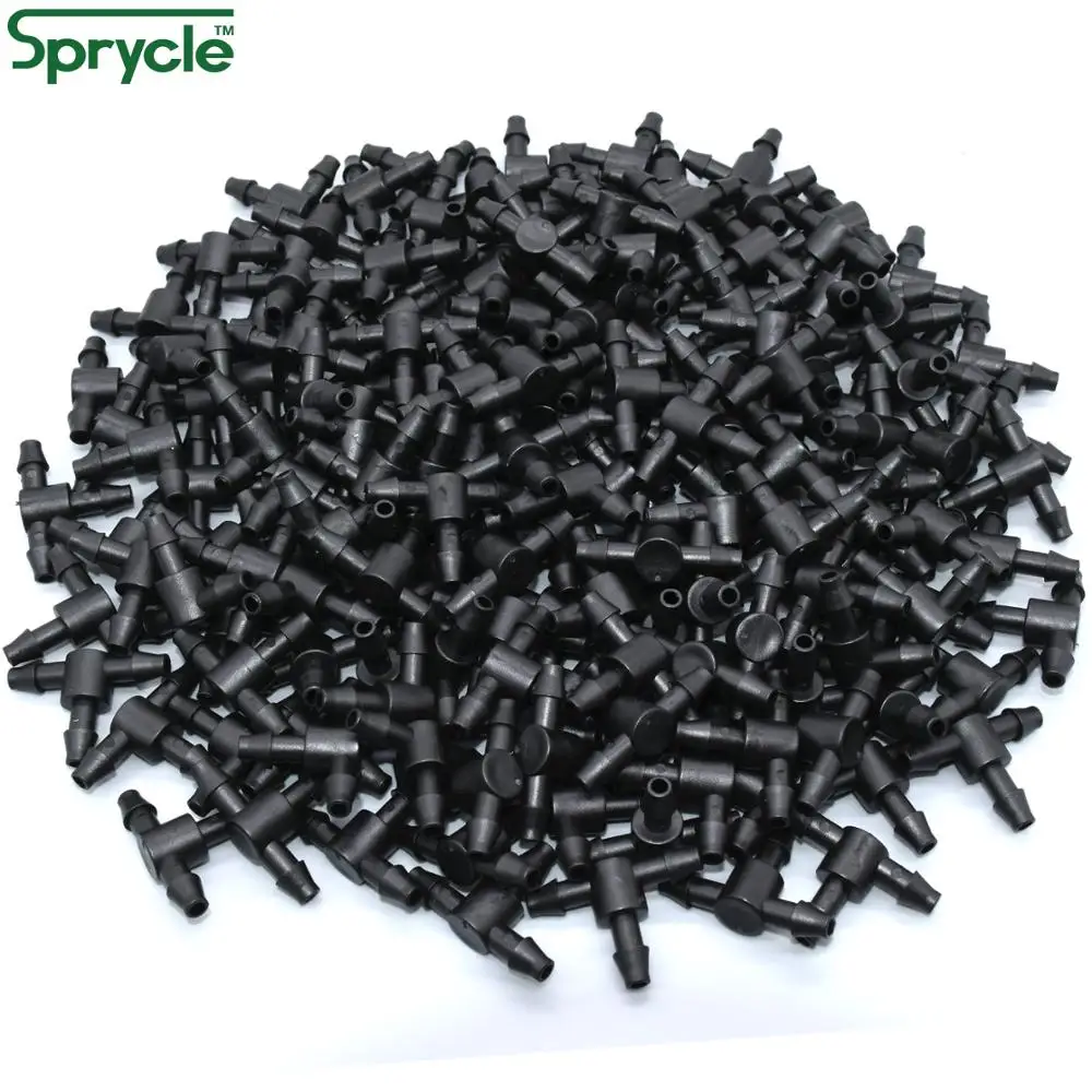 SPRYCLE 20-100PCS Barbed Tee 3-Way Joint 4/7mm Connector Garden Watering 1/4 Inch Hose Micro Drip Irrigation Tool for Plant Pots