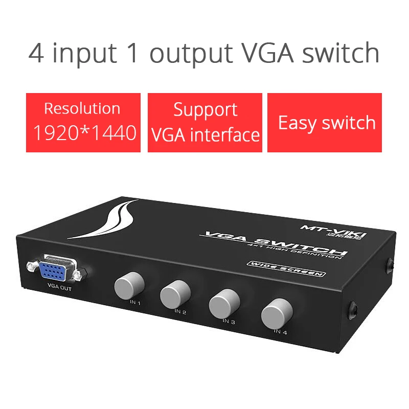 MT-VIKI 4 Ports VGA Switch Four Input One Output 4 hosts share 1 monitor vga sharer two-way converter MT-15-4CF