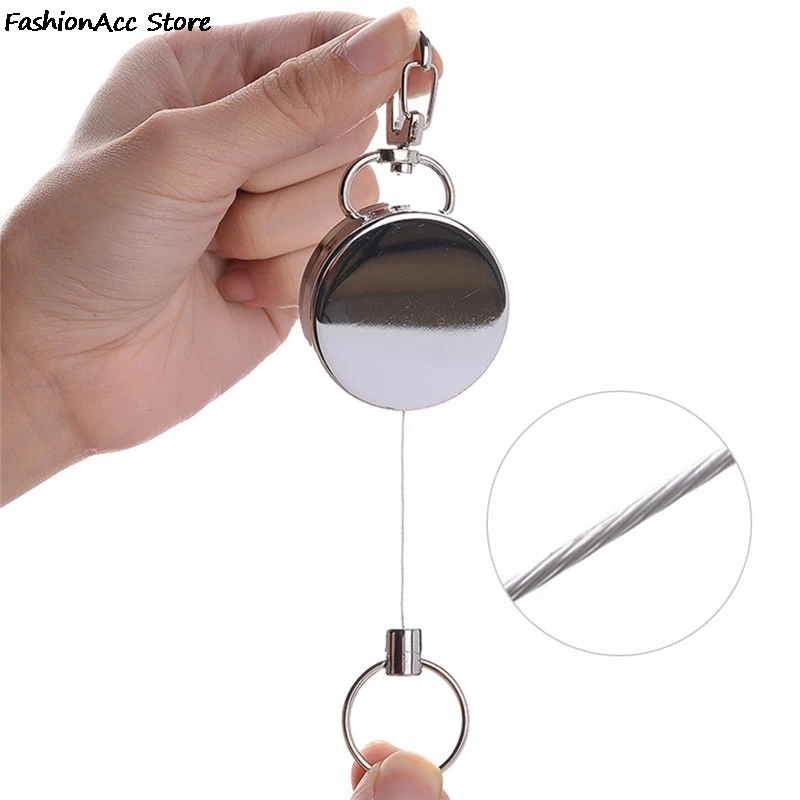 Resilience Steel Wire Rope Elastic Keychain Recoil Sporty Retractable Alarm Key Ring Anti Lost Yoyo Ski Pass ID Card